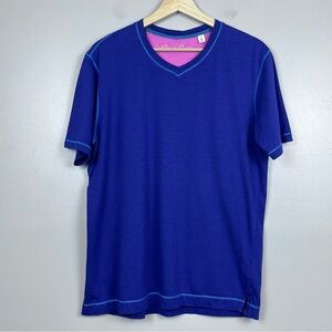 Robert Graham Men's Cotton & Modal Purple V-Neck Tee Shirt Size M; Designer